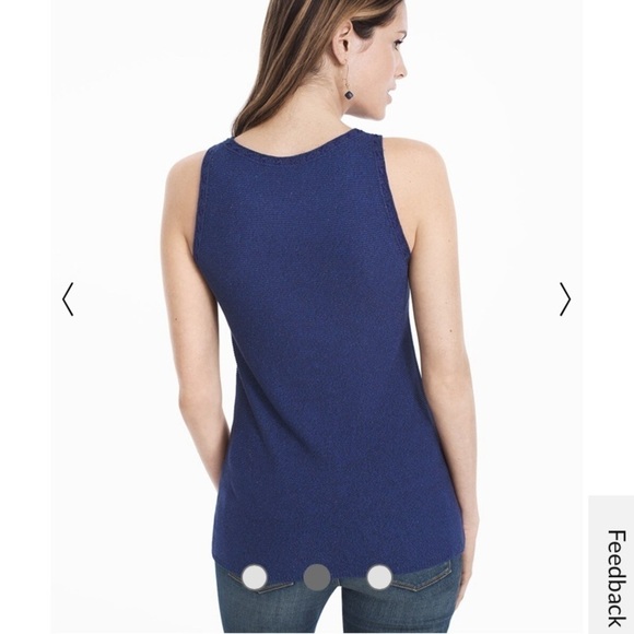 White House Black Market Sleeveless Sweater with Metallic Shine Blue Size L NEW - Picture 3 of 12